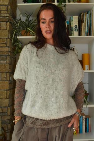 Big Softie Cap Sleeve Knit Top Calico Marl